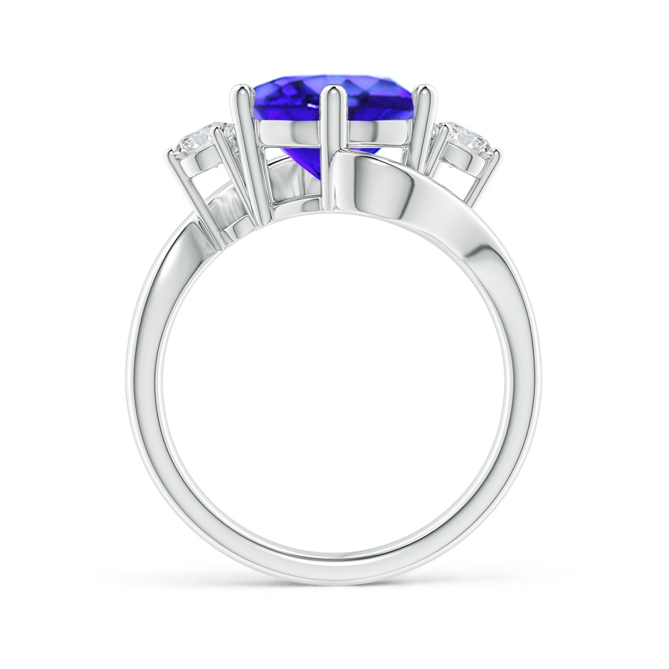 10mm AAA Round Tanzanite and Diamond Three Stone Bypass Ring in White Gold product image
