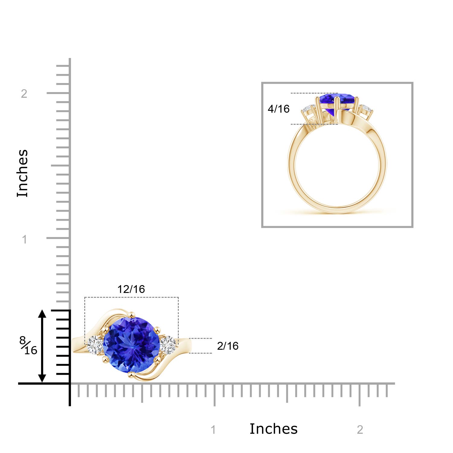 AAA - Tanzanite / 3.82 CT / 14 KT Yellow Gold