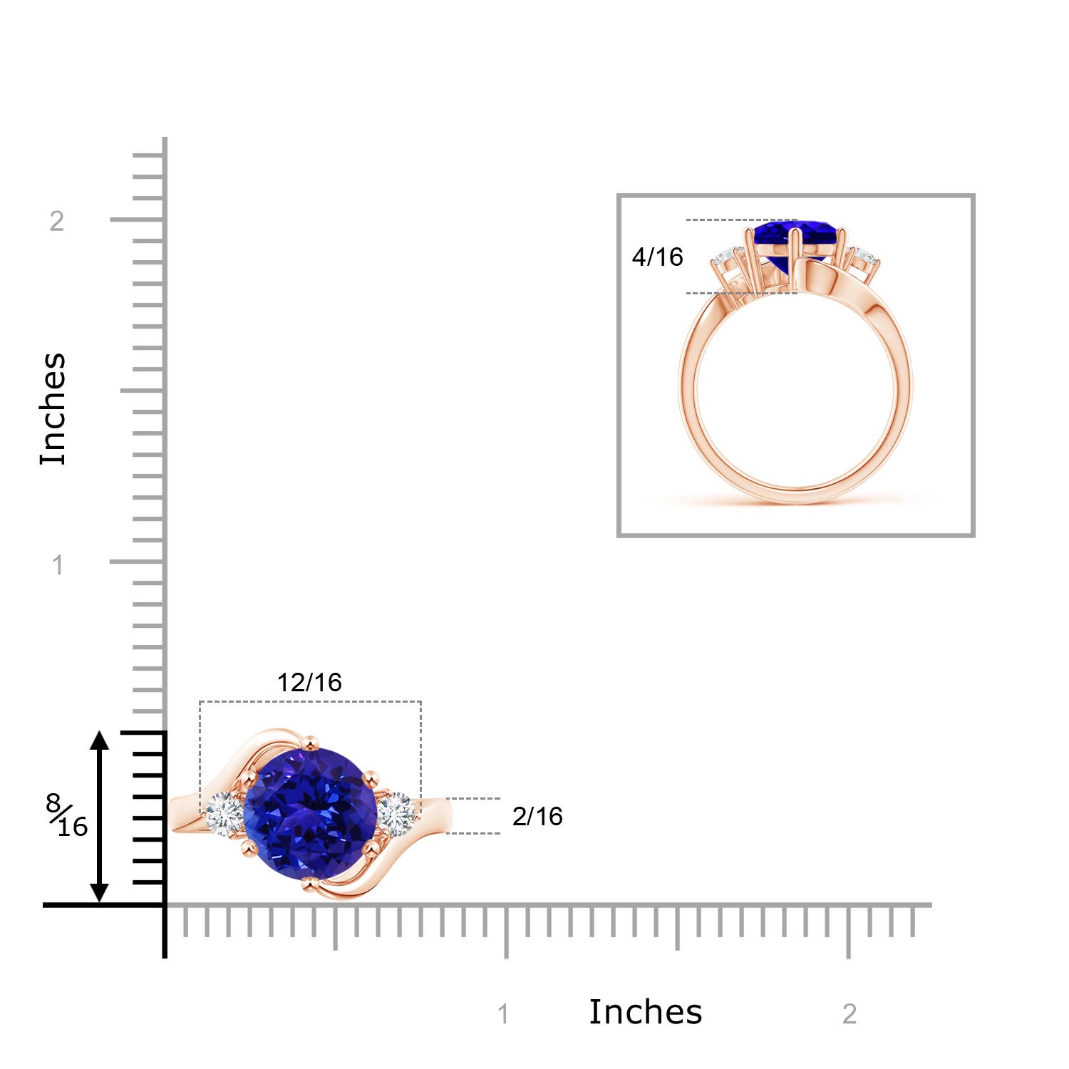 AAAA - Tanzanite / 3.82 CT / 14 KT Rose Gold