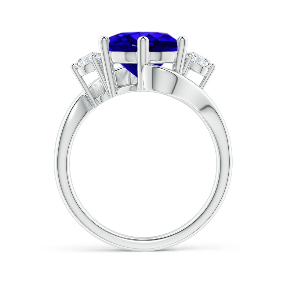 10mm AAAA Round Tanzanite and Diamond Three Stone Bypass Ring in White Gold product image