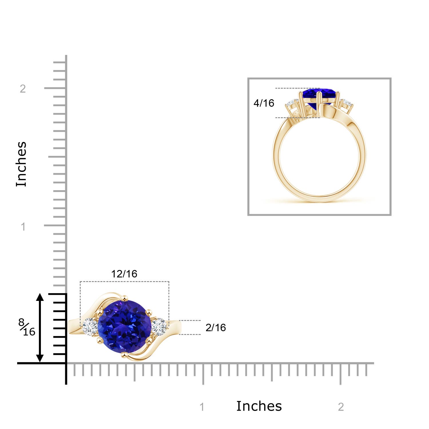 AAAA - Tanzanite / 3.82 CT / 14 KT Yellow Gold