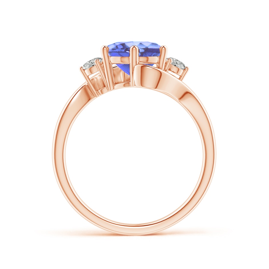 8mm A Round Tanzanite and Diamond Three Stone Bypass Ring in Rose Gold product image