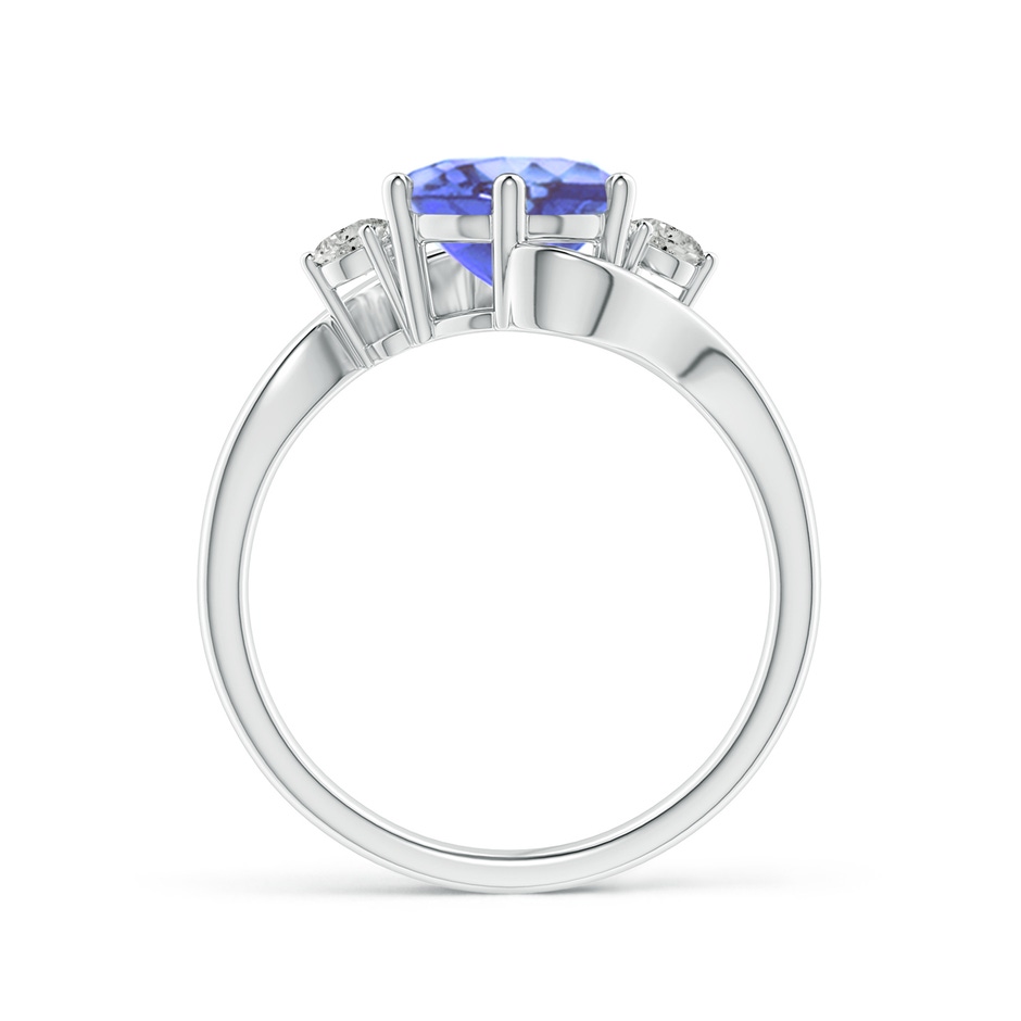 8mm A Round Tanzanite and Diamond Three Stone Bypass Ring in White Gold product image