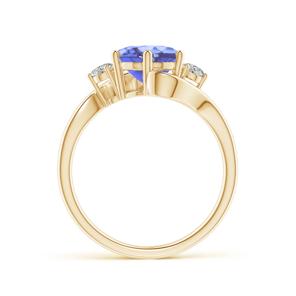 8mm A Round Tanzanite and Diamond Three Stone Bypass Ring in Yellow Gold product image