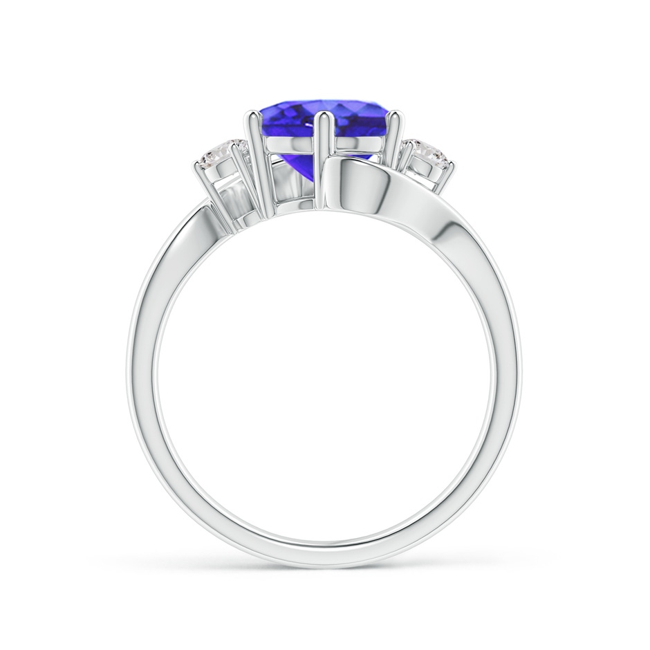 8mm AA Round Tanzanite and Diamond Three Stone Bypass Ring in White Gold product image