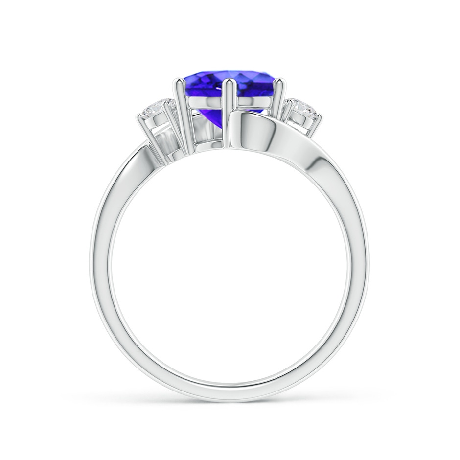 8mm AAA Round Tanzanite and Diamond Three Stone Bypass Ring in 9K White Gold product image