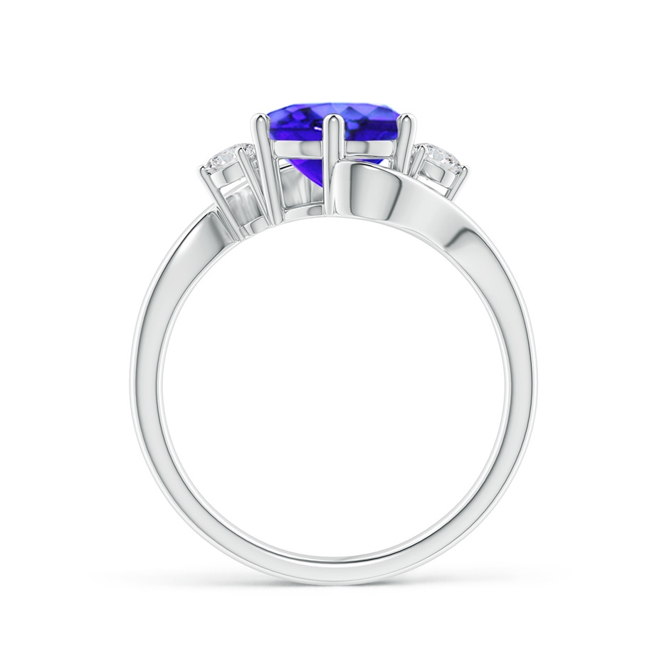 8mm AAA Round Tanzanite and Diamond Three Stone Bypass Ring in White Gold product image