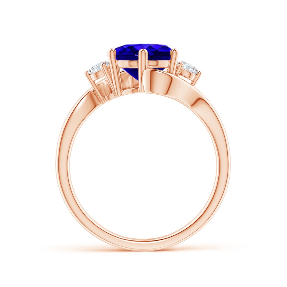 8mm AAAA Round Tanzanite and Diamond Three Stone Bypass Ring in Rose Gold product image