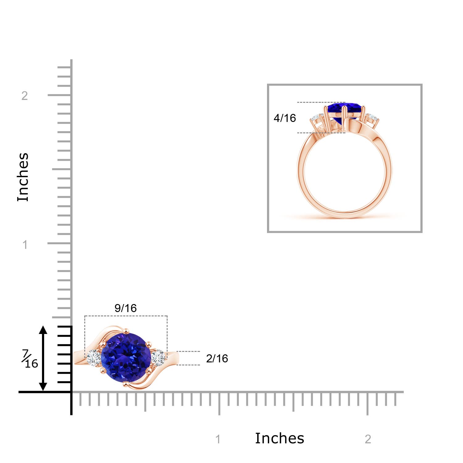 AAAA - Tanzanite / 1.94 CT / 14 KT Rose Gold