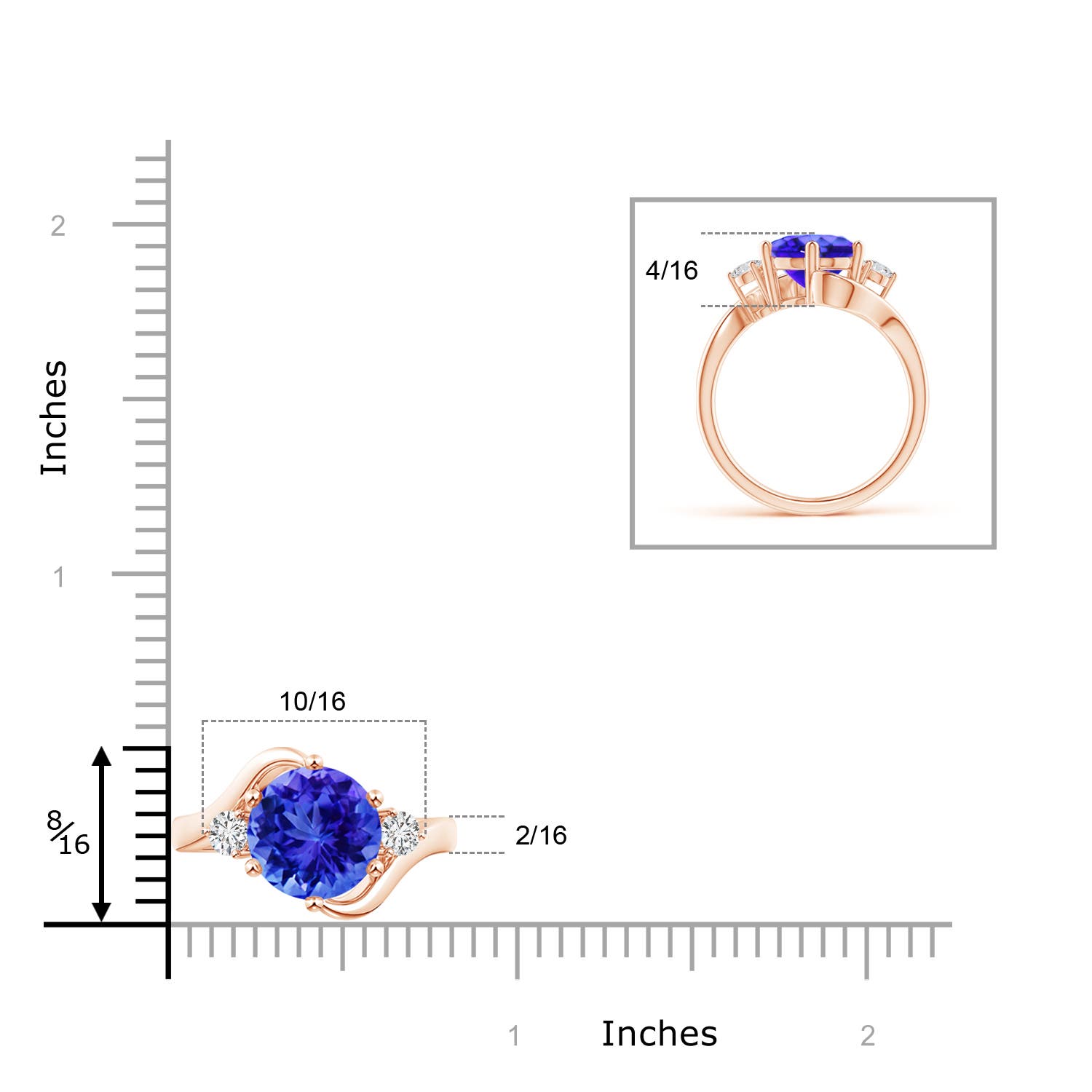 AAA - Tanzanite / 2.61 CT / 14 KT Rose Gold