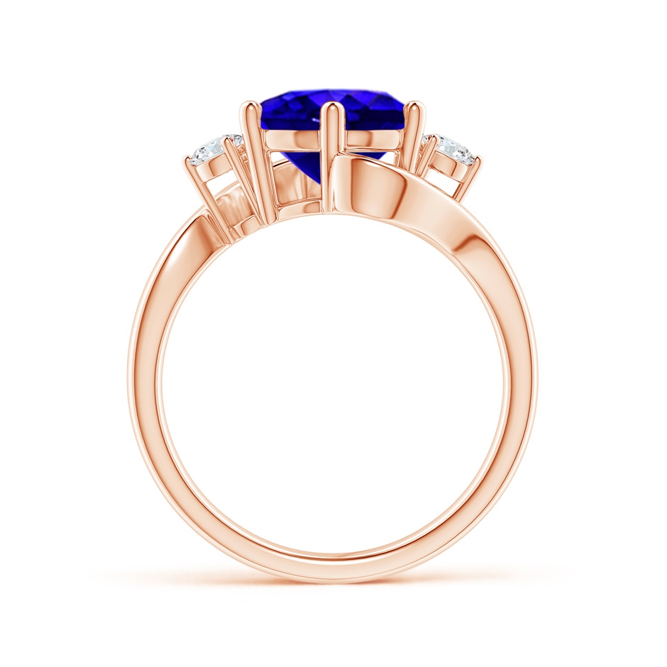 9mm AAAA Round Tanzanite and Diamond Three Stone Bypass Ring in Rose Gold product image