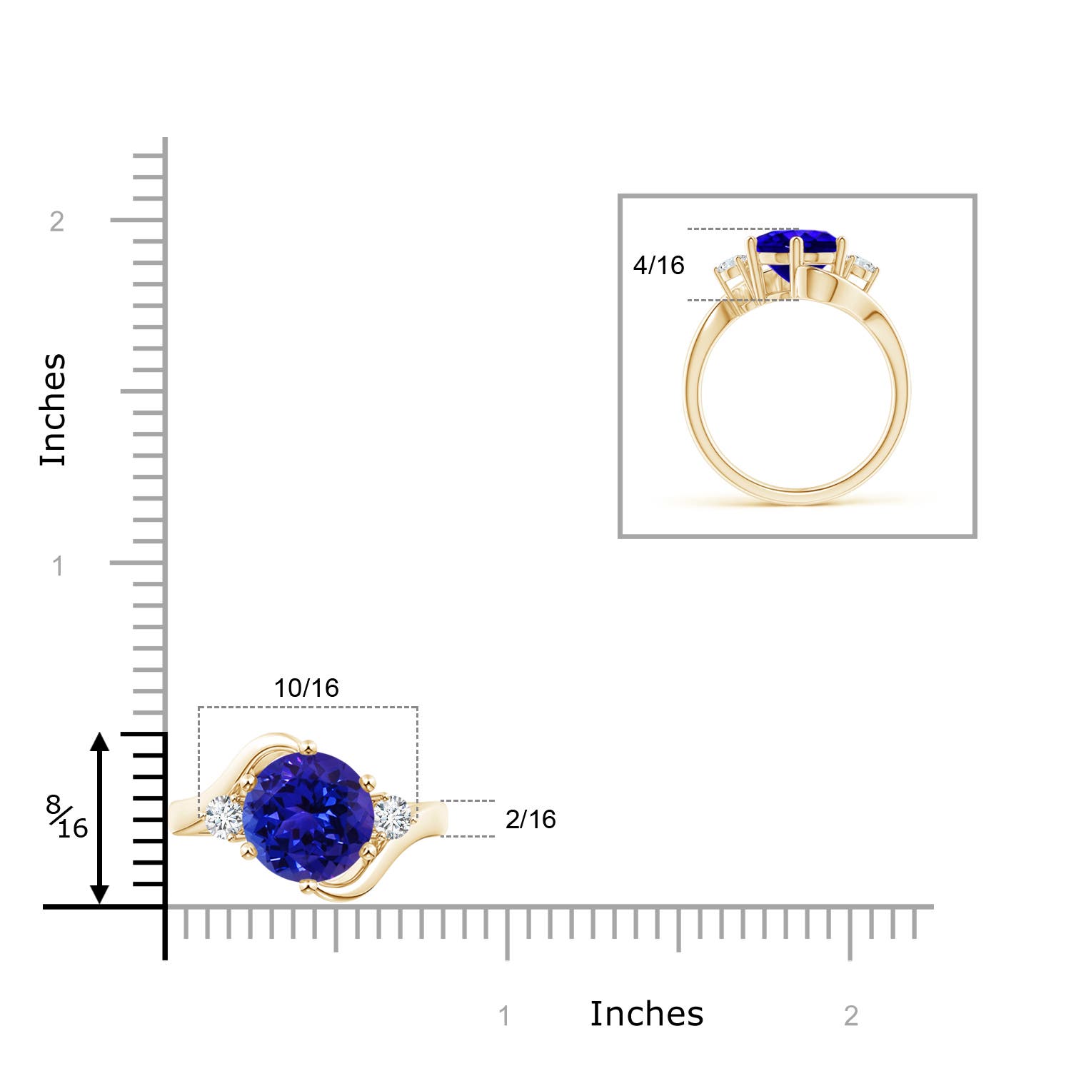 AAAA - Tanzanite / 2.61 CT / 14 KT Yellow Gold