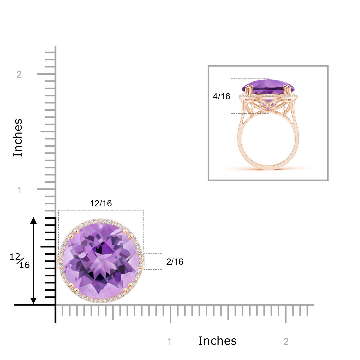 A - Amethyst / 15.18 CT / 14 KT Rose Gold