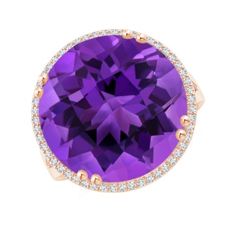 16mm AAAA Vintage Style Amethyst Cocktail Ring with Diamond Halo in 9K Rose Gold