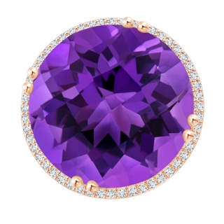 18mm AAAA Vintage Style Amethyst Cocktail Ring with Diamond Halo in 9K Rose Gold