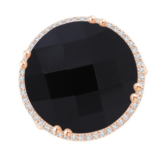 17mm AAA Vintage Style Black Onyx Cocktail Ring with Diamond Halo in Rose Gold