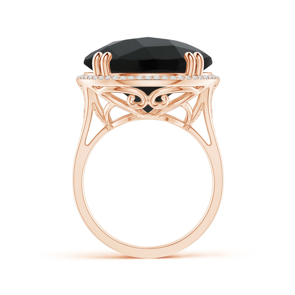 17mm AAA Vintage Style Black Onyx Cocktail Ring with Diamond Halo in Rose Gold product image