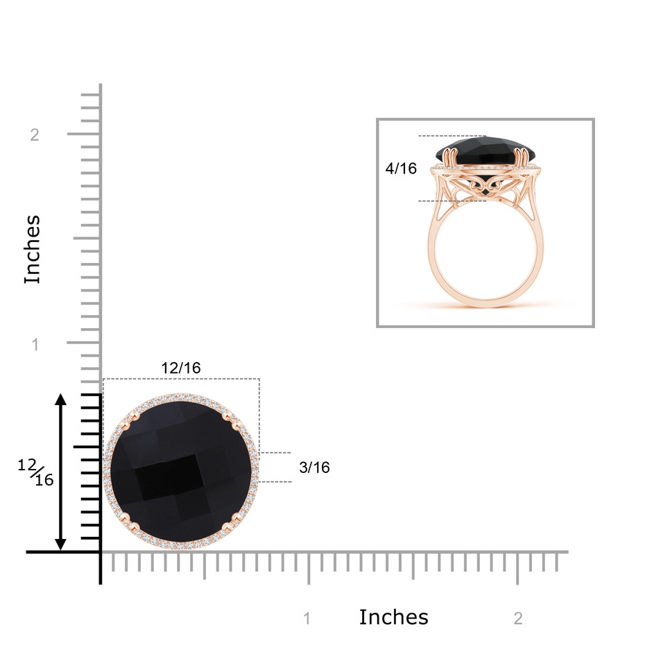 17mm AAA Vintage Style Black Onyx Cocktail Ring with Diamond Halo in Rose Gold product image