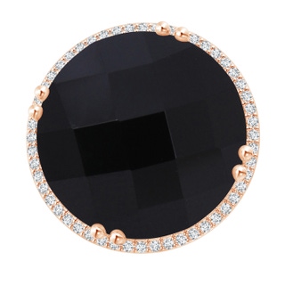 18mm AAA Vintage Style Black Onyx Cocktail Ring with Diamond Halo in Rose Gold