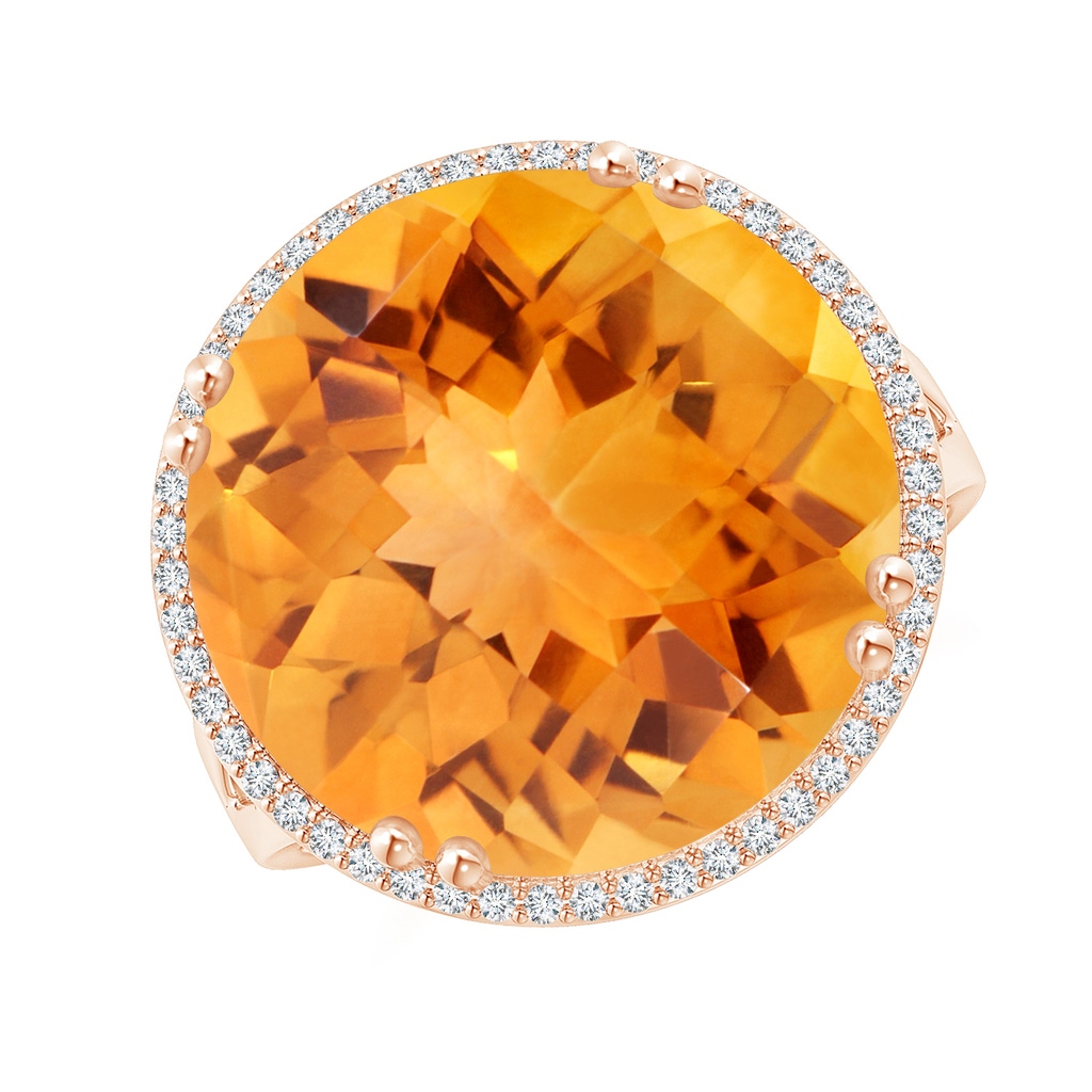 16mm AAA Vintage Style Citrine Cocktail Ring with Diamond Halo in Rose Gold
