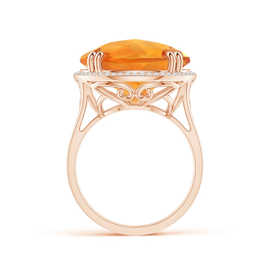 16mm AAA Vintage Style Citrine Cocktail Ring with Diamond Halo in Rose Gold product image