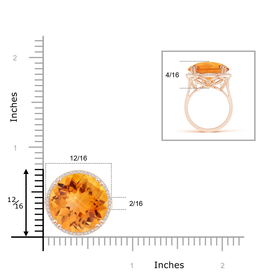 16mm AAA Vintage Style Citrine Cocktail Ring with Diamond Halo in Rose Gold product image