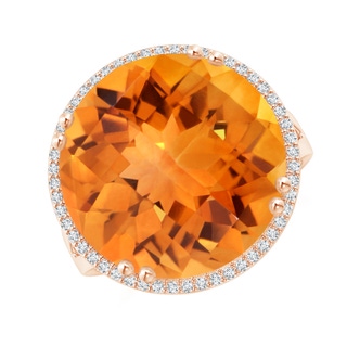 16mm AAAA Vintage Style Citrine Cocktail Ring with Diamond Halo in Rose Gold
