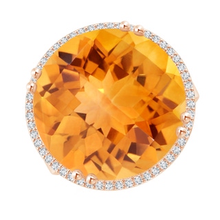 17mm AAA Vintage Style Citrine Cocktail Ring with Diamond Halo in Rose Gold