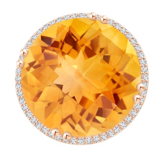 18mm AA Vintage Style Citrine Cocktail Ring with Diamond Halo in Rose Gold