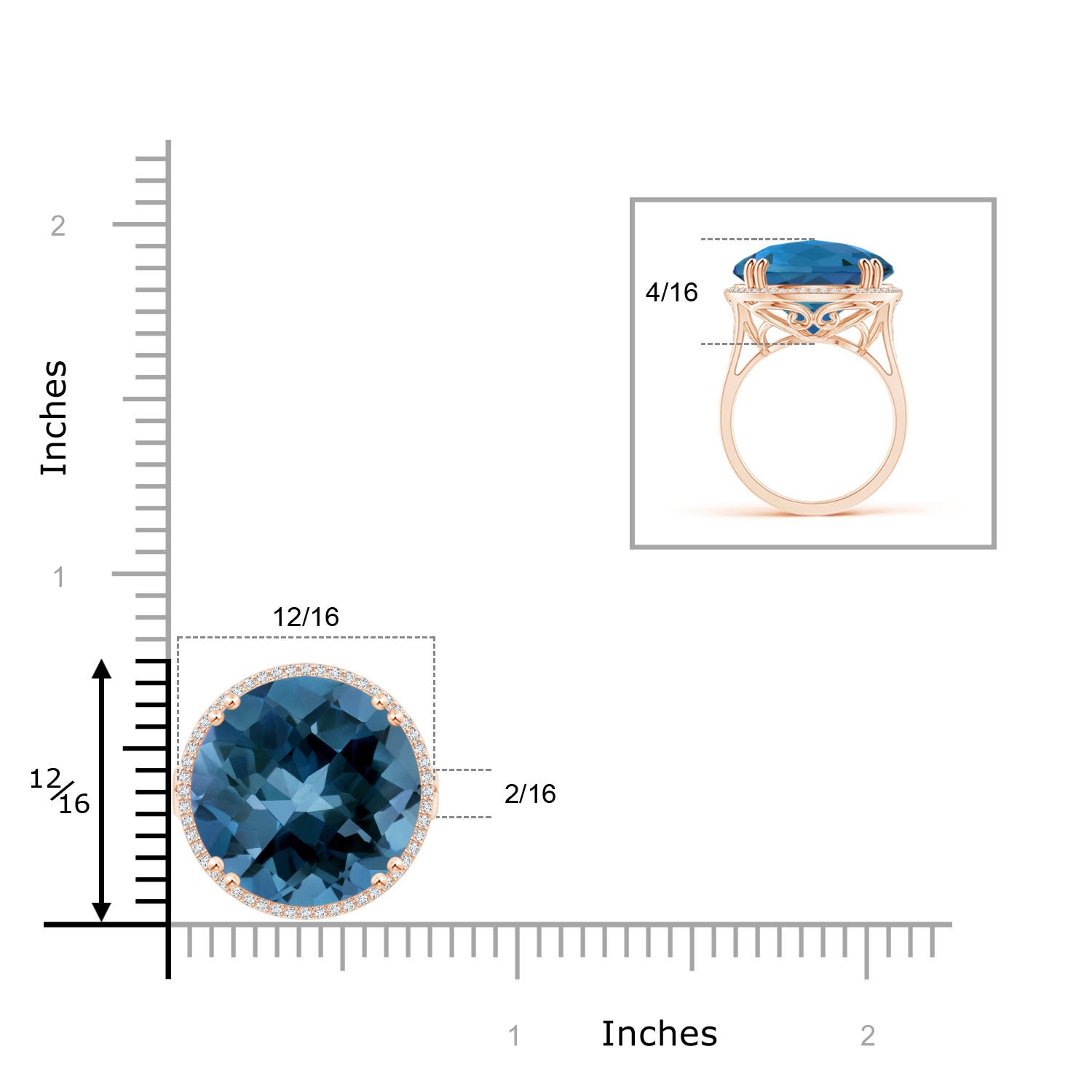 AAA - London Blue Topaz / 16.66 CT / 14 KT Rose Gold