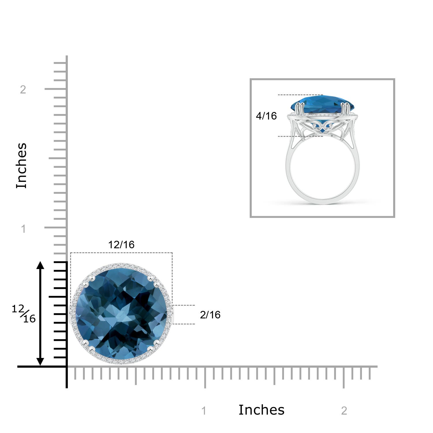 AAA - London Blue Topaz / 16.66 CT / 14 KT White Gold