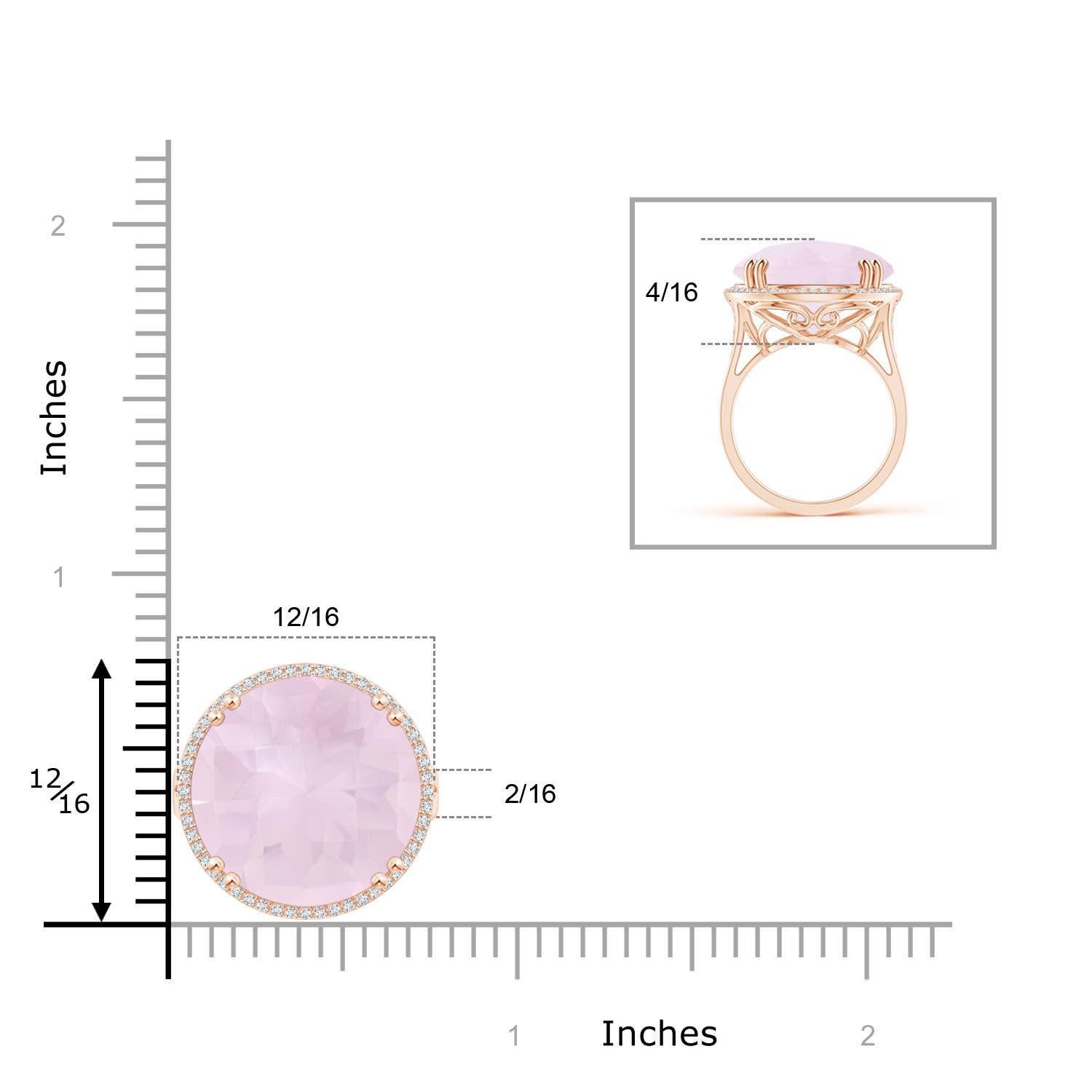 A - Rose Quartz / 12.16 CT / 14 KT Rose Gold