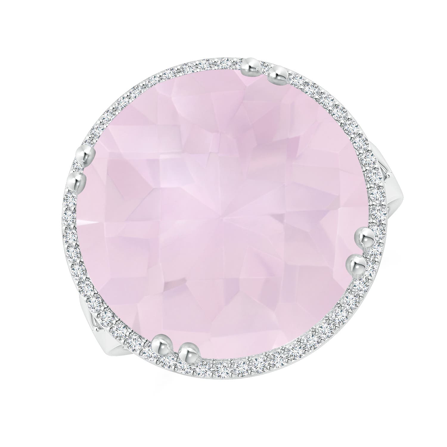 A - Rose Quartz / 12.16 CT / 14 KT White Gold