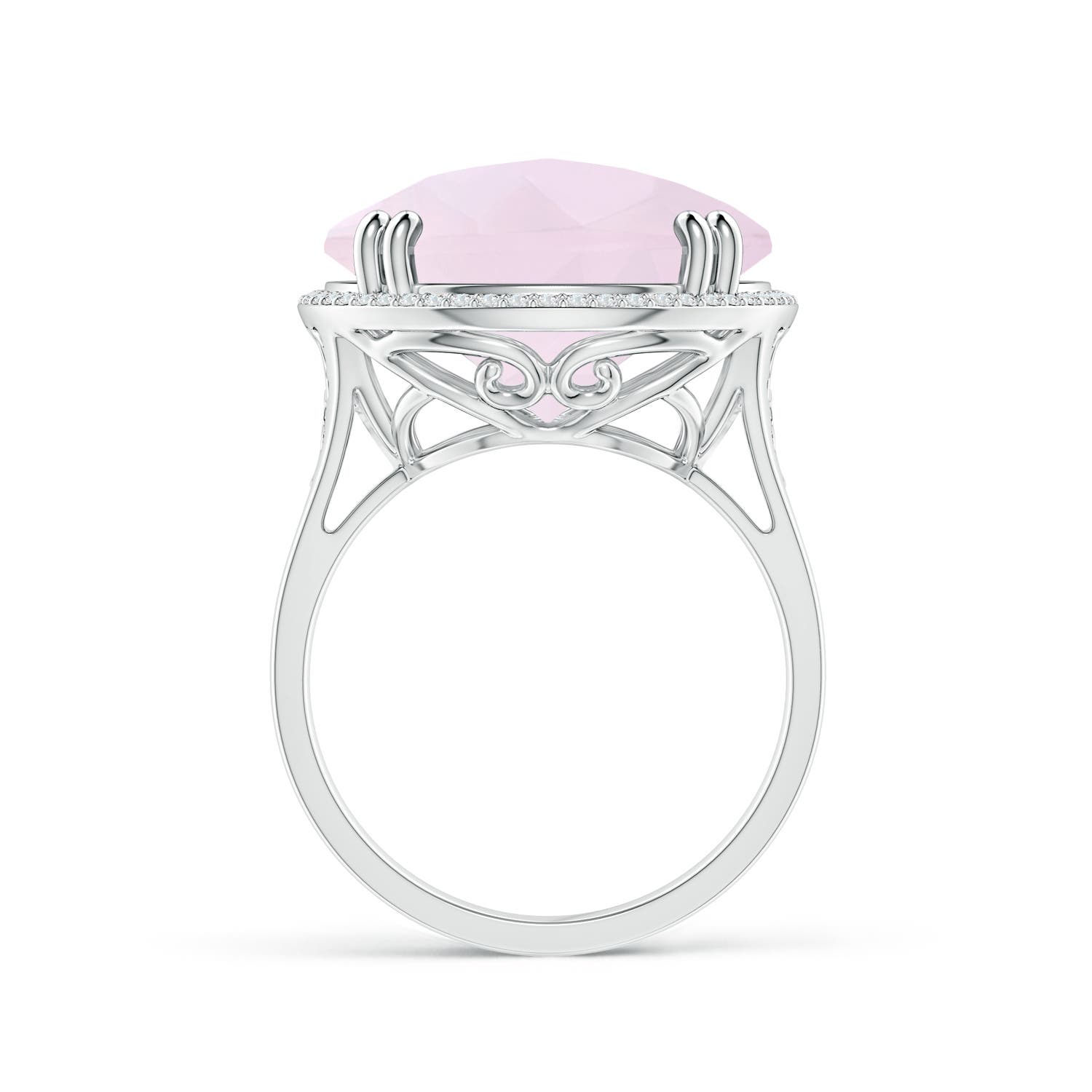 A - Rose Quartz / 12.16 CT / 14 KT White Gold