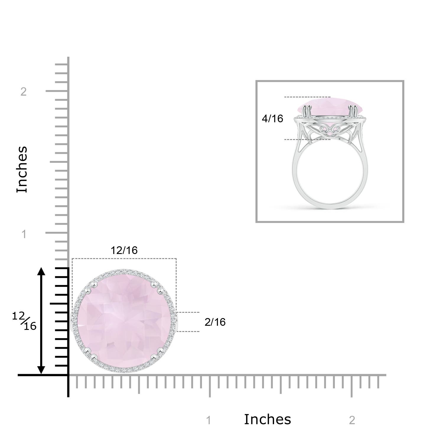 A - Rose Quartz / 12.16 CT / 14 KT White Gold