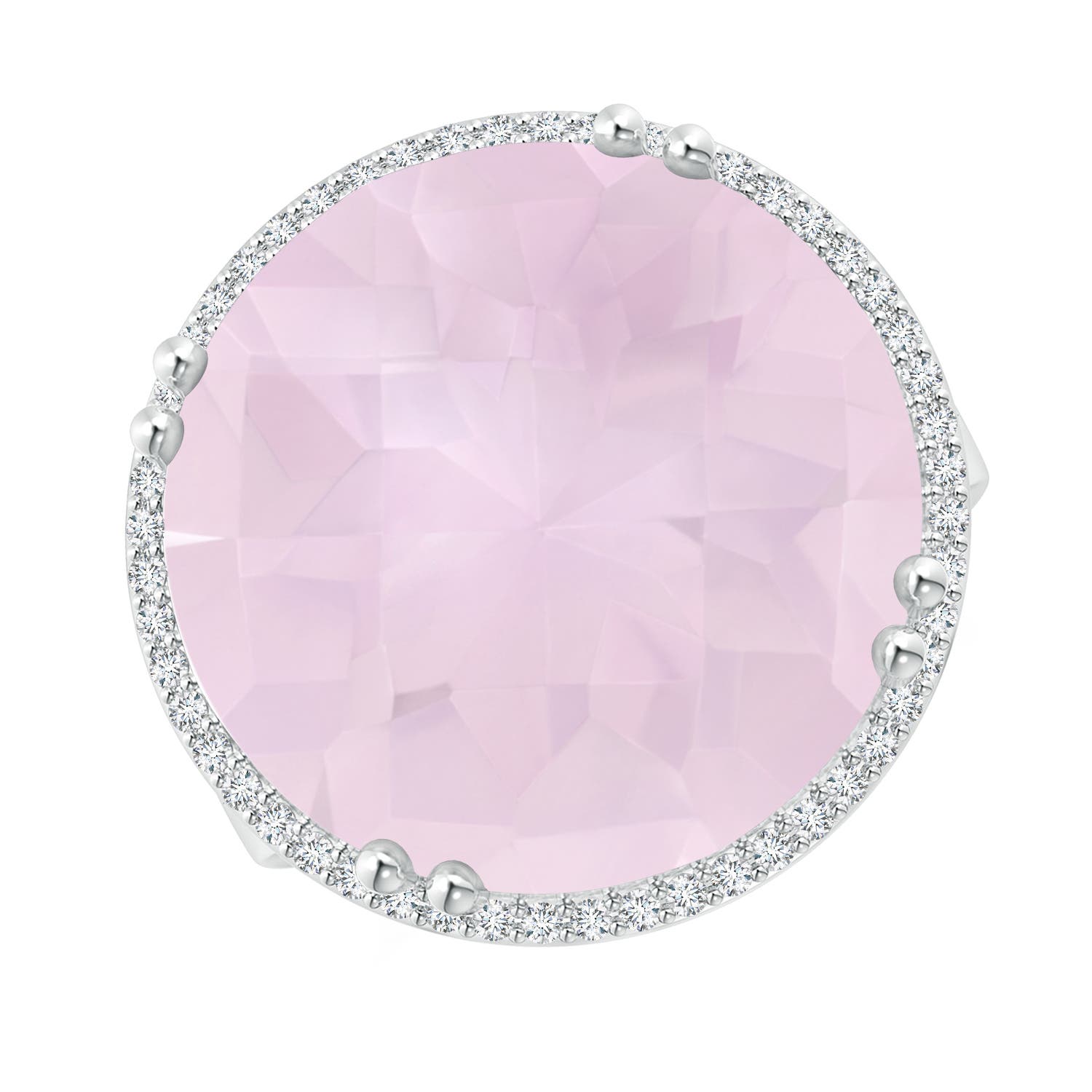 A - Rose Quartz / 15.21 CT / 14 KT White Gold