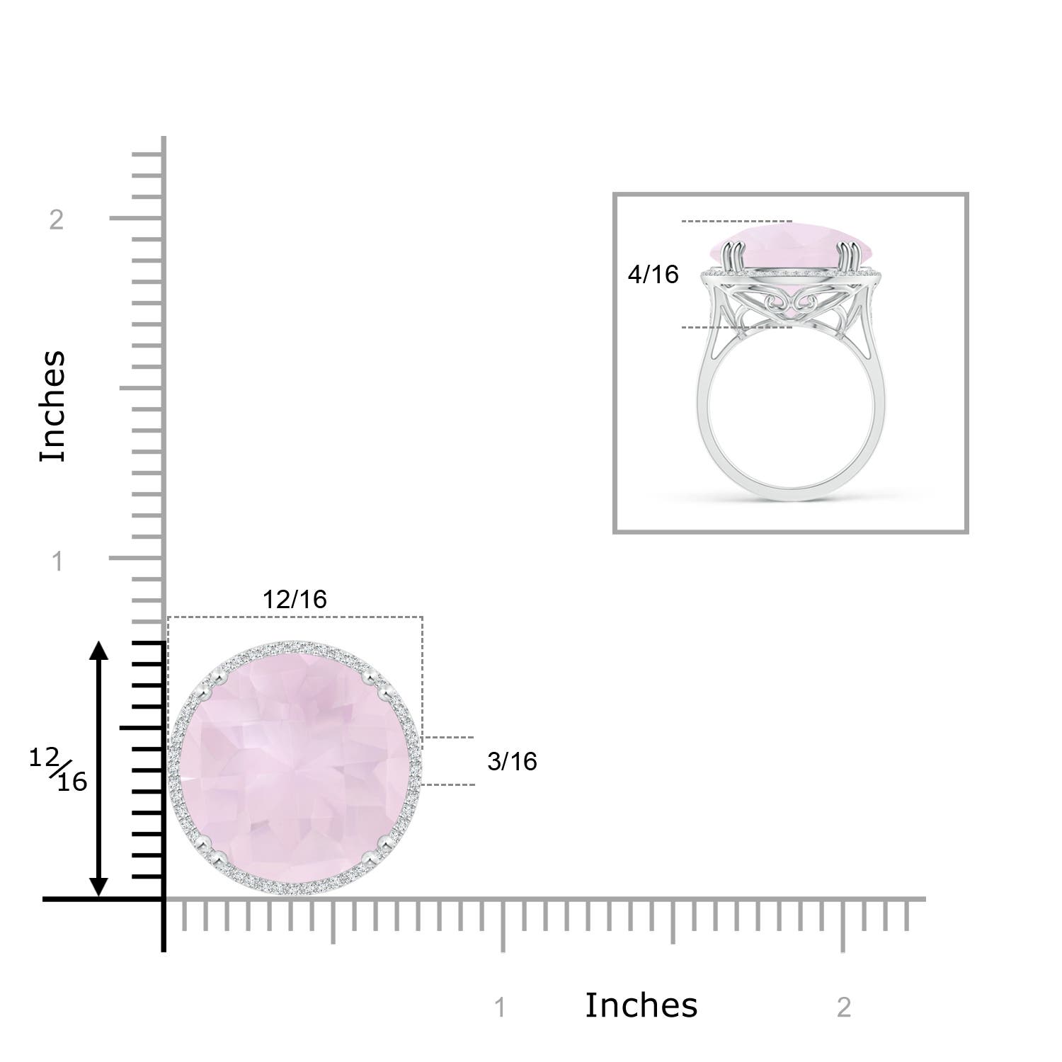 A - Rose Quartz / 15.21 CT / 14 KT White Gold