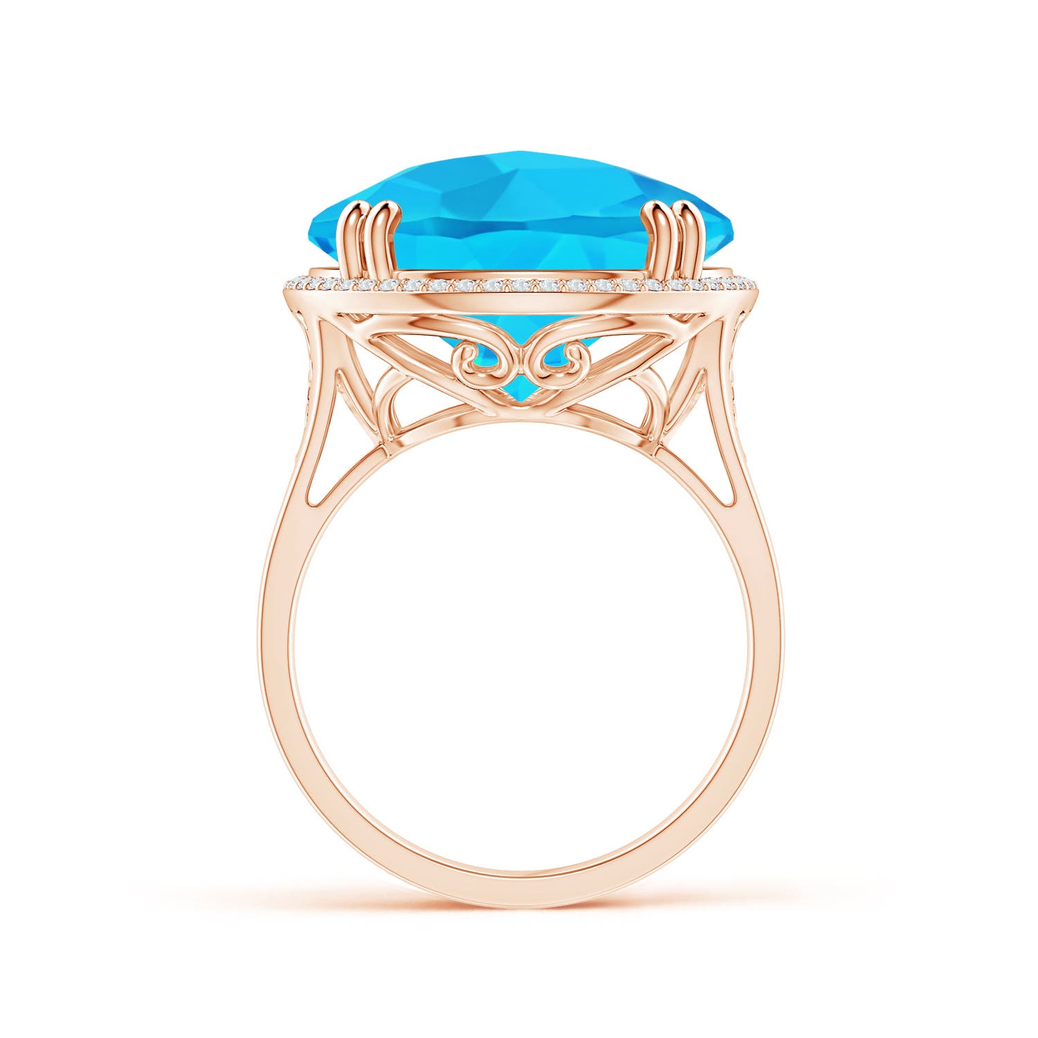 A - Swiss Blue Topaz / 16.66 CT / 14 KT Rose Gold