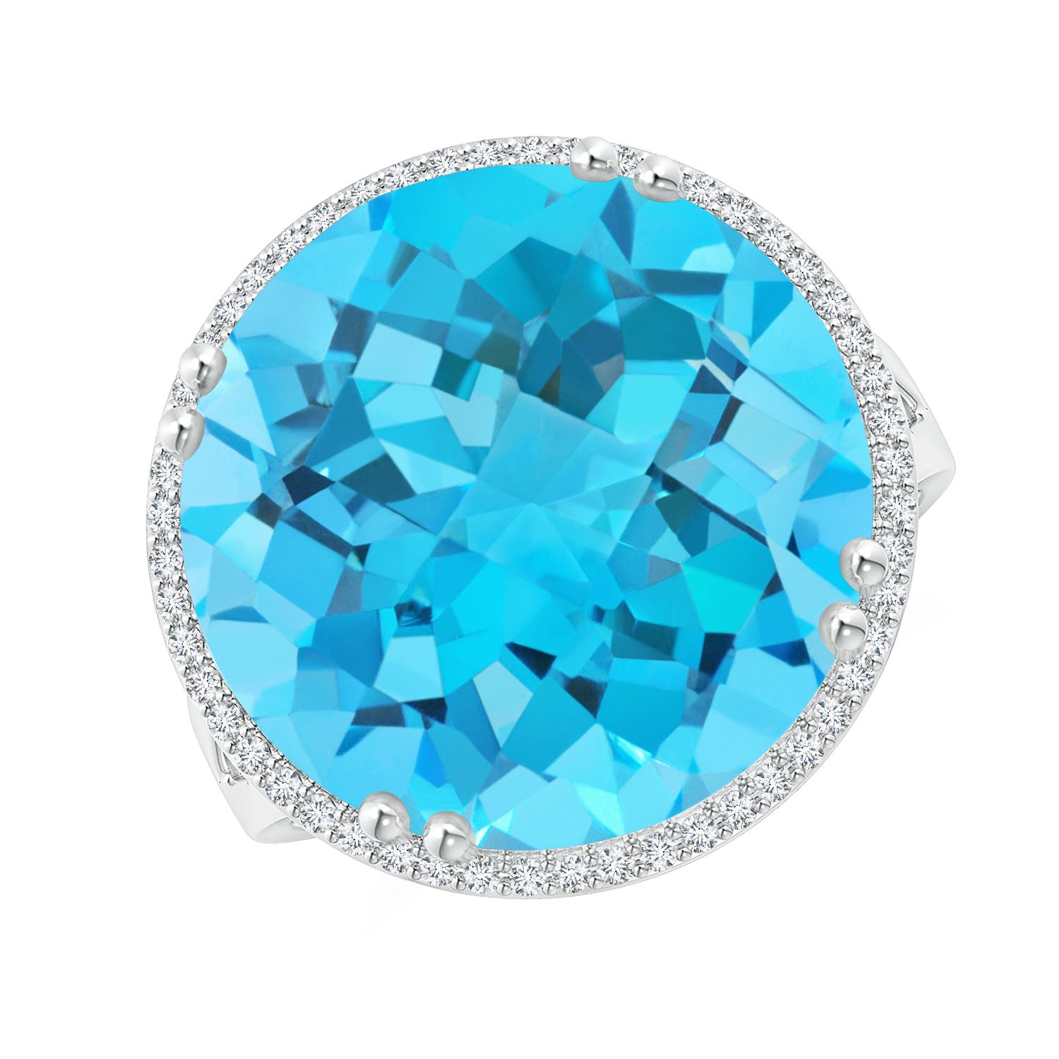 A - Swiss Blue Topaz / 16.66 CT / 14 KT White Gold