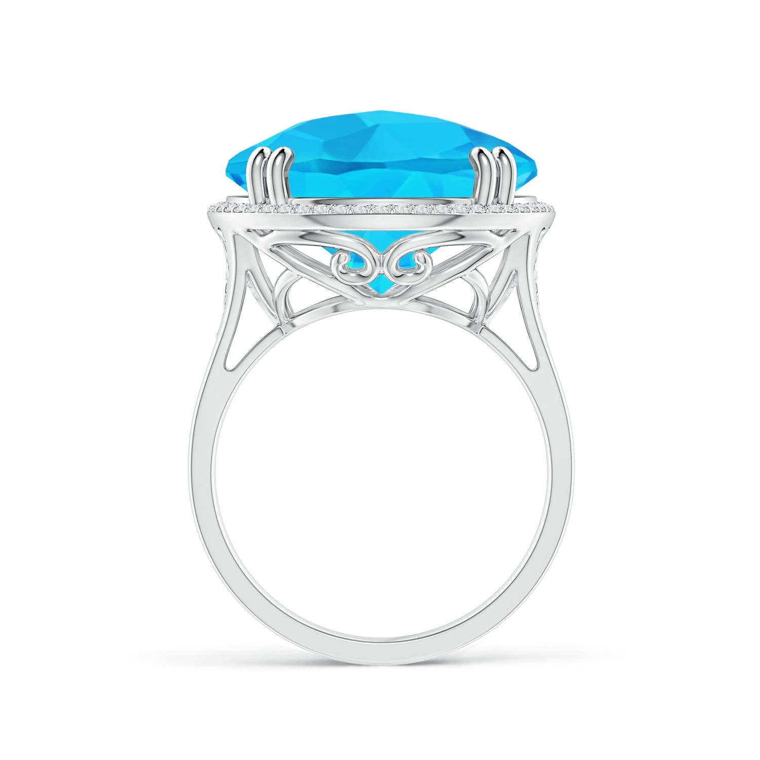 A - Swiss Blue Topaz / 16.66 CT / 14 KT White Gold