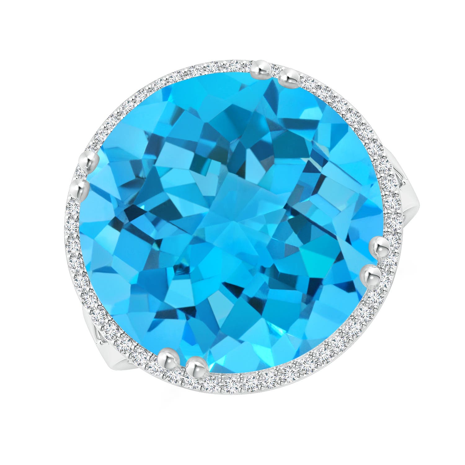 AA - Swiss Blue Topaz / 16.66 CT / 14 KT White Gold