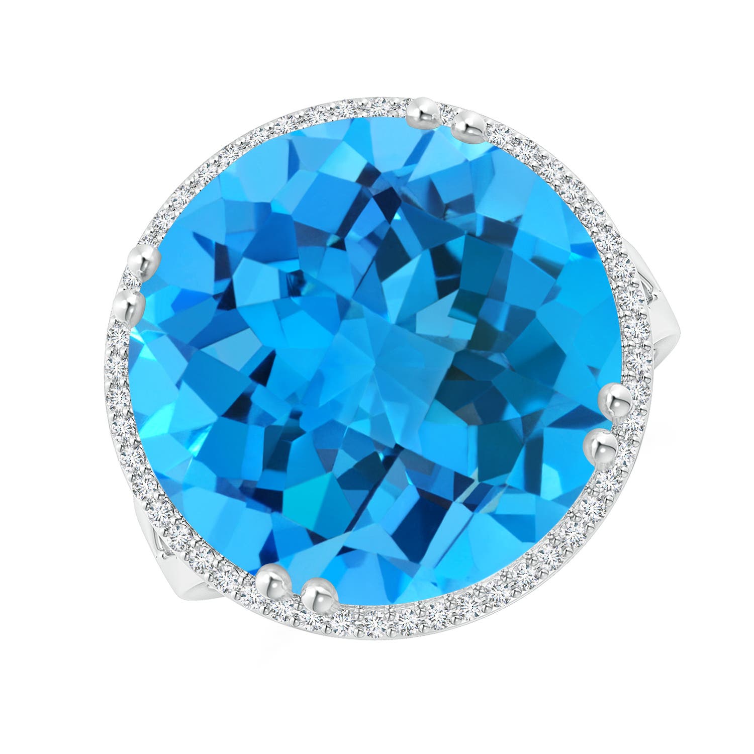 AAA - Swiss Blue Topaz / 16.66 CT / 14 KT White Gold