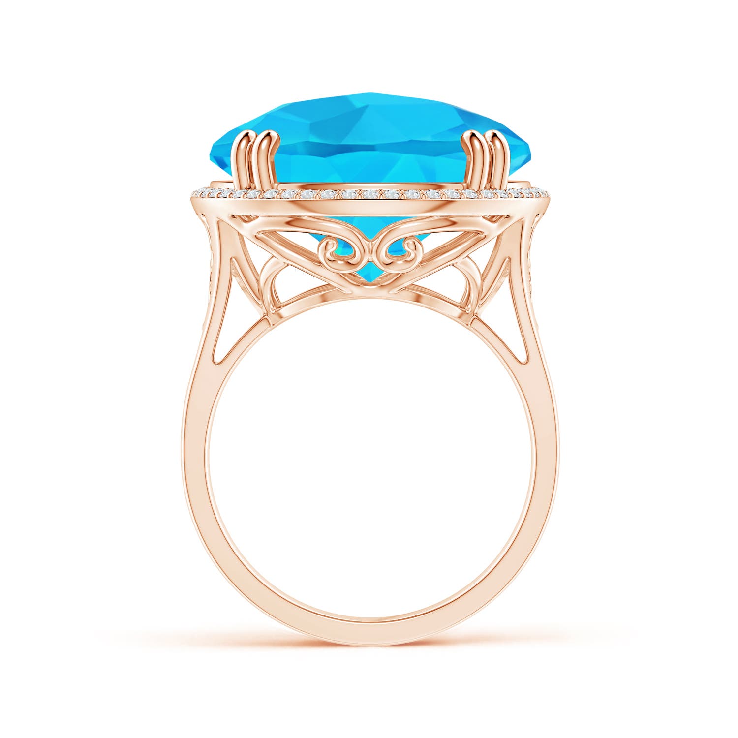 A - Swiss Blue Topaz / 20.21 CT / 14 KT Rose Gold