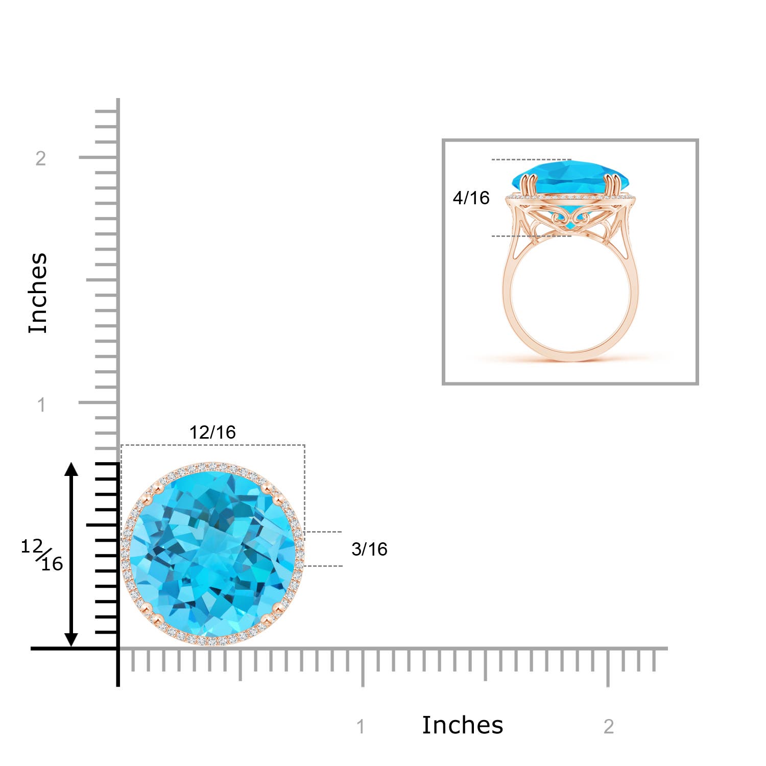 A - Swiss Blue Topaz / 20.21 CT / 14 KT Rose Gold