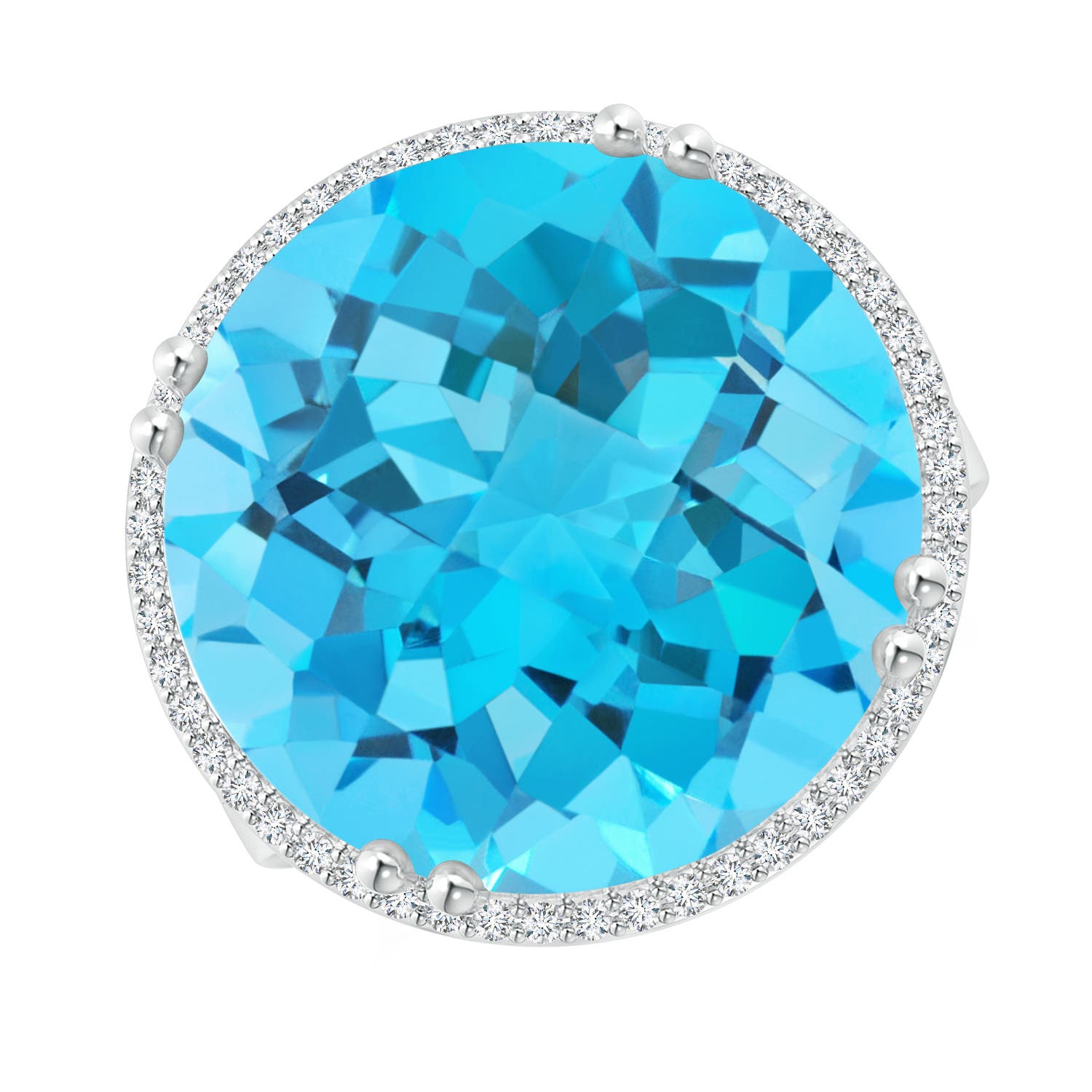 A - Swiss Blue Topaz / 20.21 CT / 14 KT White Gold