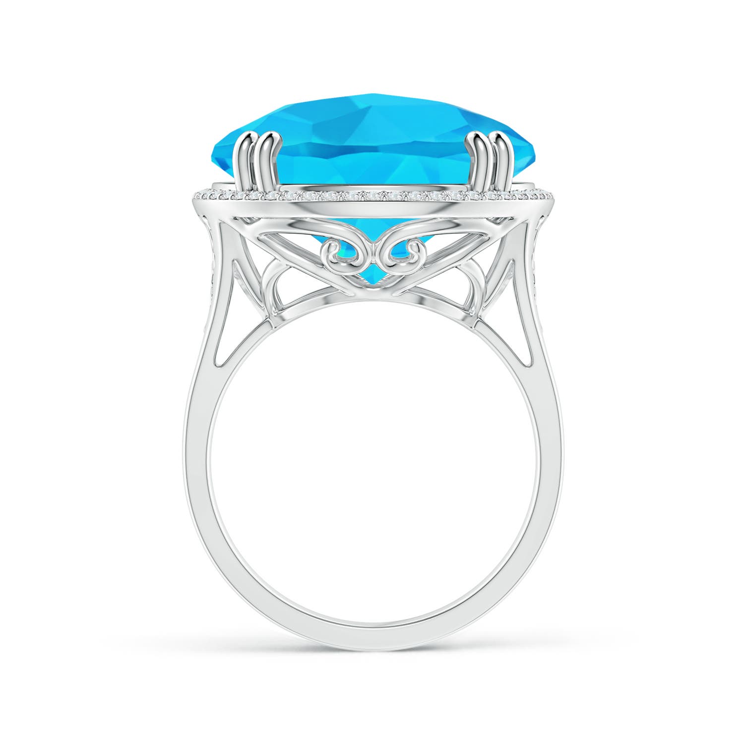 A - Swiss Blue Topaz / 20.21 CT / 14 KT White Gold