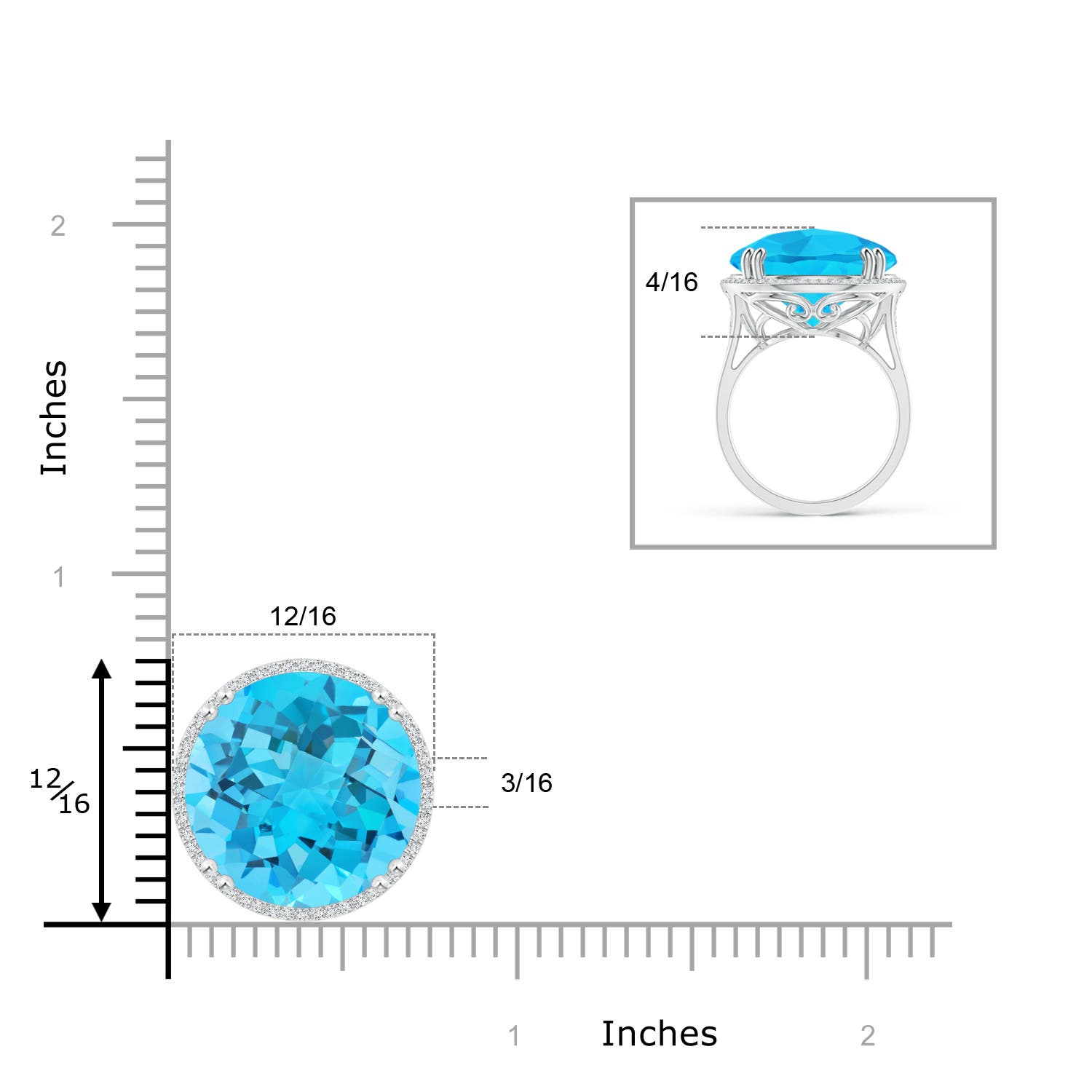 A - Swiss Blue Topaz / 20.21 CT / 14 KT White Gold