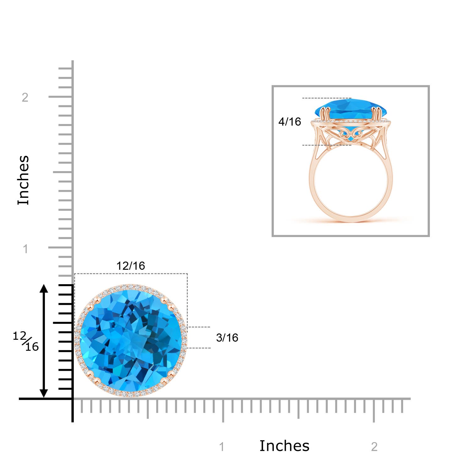 AAA - Swiss Blue Topaz / 20.21 CT / 14 KT Rose Gold