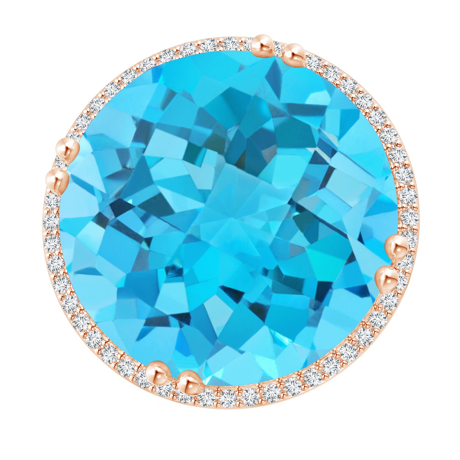 A - Swiss Blue Topaz / 24.26 CT / 14 KT Rose Gold