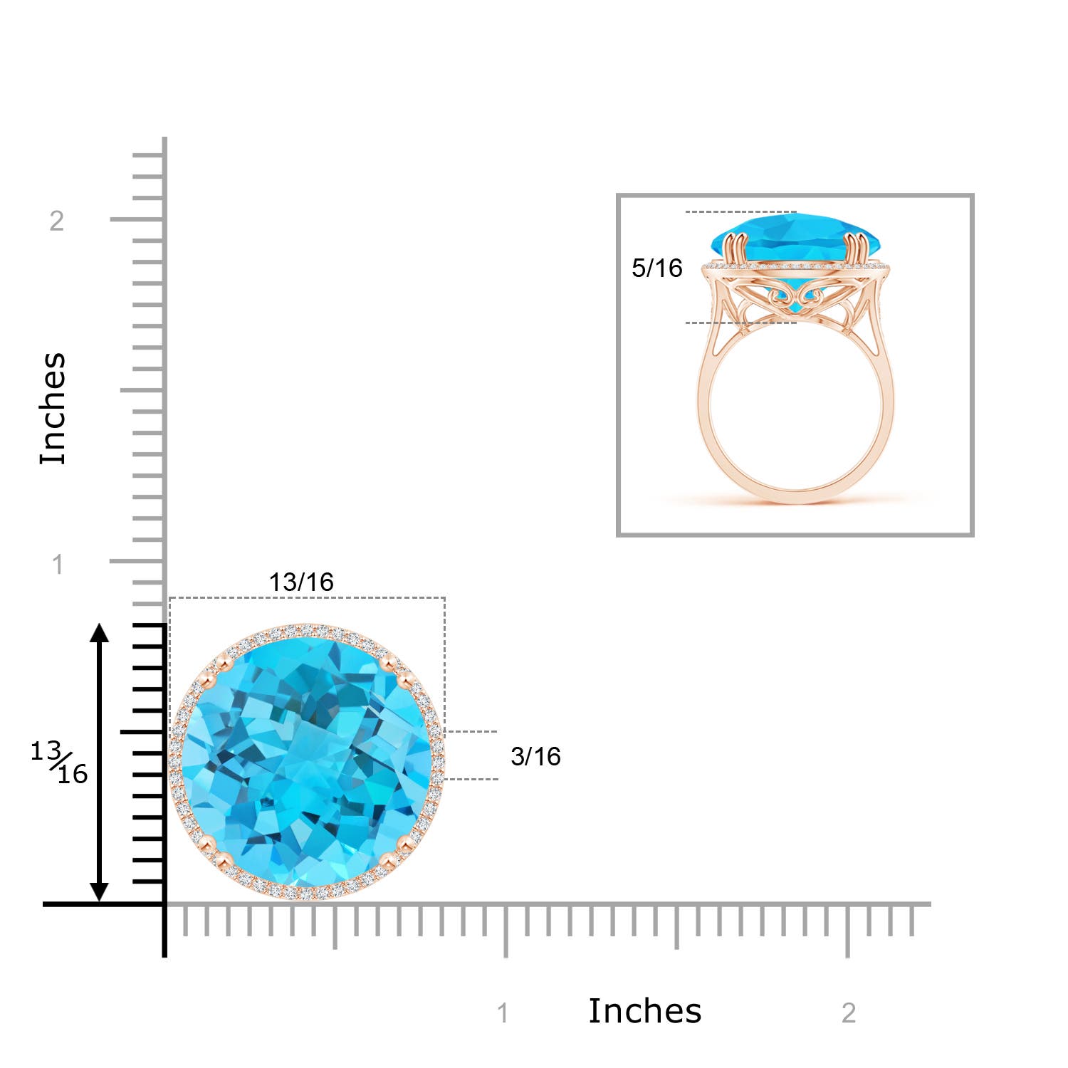 A - Swiss Blue Topaz / 24.26 CT / 14 KT Rose Gold